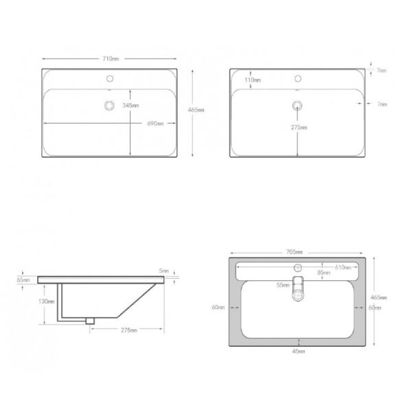 Раковина Aquanet Flash 333267 70 см белый
