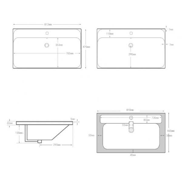Раковина Aquanet Flash 333268 80 см белый