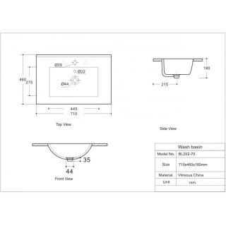 Раковина Aquanet Flow 347430 70 см белый