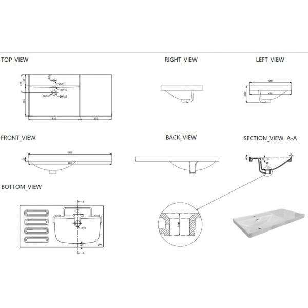 Раковина Aquanet Side 347435 левая 100 см белый