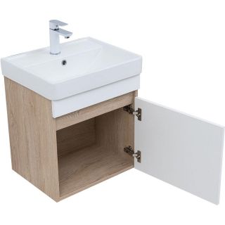 Тумба под раковину Aquanet Оптима 344798  50 см дуб светлый/белый сатин