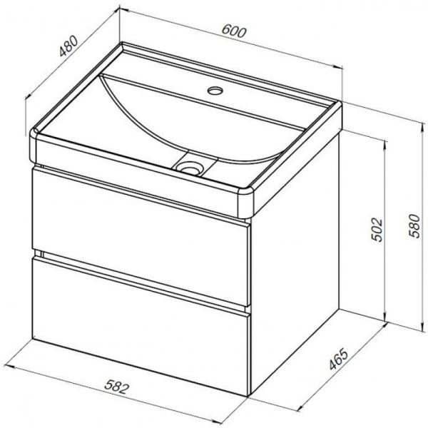 Тумба под раковину Aquanet Вега 2.0 337953 60 см чёрный