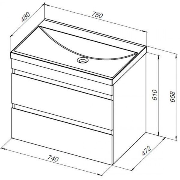 Тумба под раковину Aquanet Нота New 334192 75 см дуб веллингтон табак