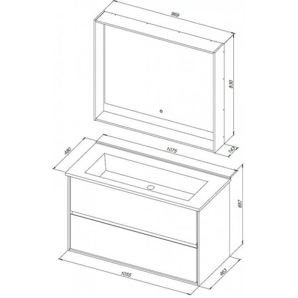 Тумба под раковину Aquanet Милан 339972 105 см дуб рошелье