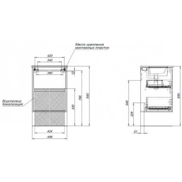 Тумба под раковину Aquanet Милан 336376 50 см дуб рустикальный
