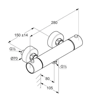 Смеситель для душа Kludi Objekta Therm E 35200N038 с термостатом брашированное золото