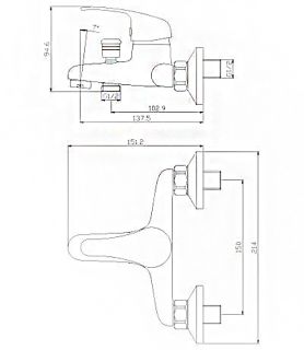 Смеситель для ванны и душа Rossinka Y35-30 Хром