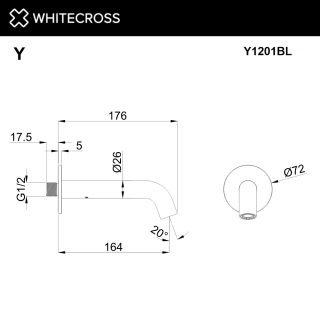Излив настенный WHITECROSS Y1201BL чёрный матовый