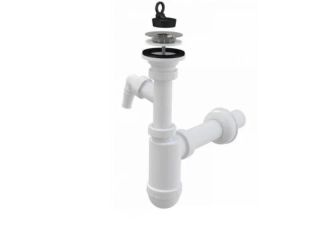 Сифон для раковины AlcaPlast ?32 с нержавеющей решеткой ?63 и подводкой A410P