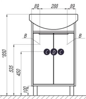 Тумба под раковину Акватон Рико 50см белый/ясень фабрик 1A212401RIB90