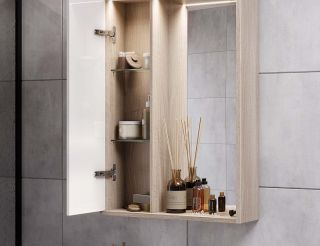 Зеркальный шкаф Акватон Бостон 60см белый/дуб эврика 1A240202BN010