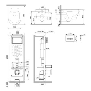 Инсталляция Am.Pm ErgoFit с подвесным унитазом Aquaspin и клавишей IS110301.851900