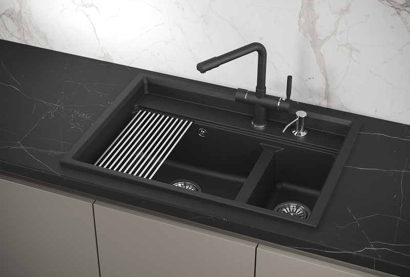 Мойка кухонная Granula Kitchen Space 7302, ЧЁРНЫЙ