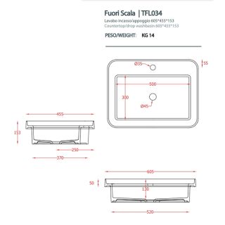 Раковина ArtCeram Fuori Scala TFL034 40 00 tortora 60.5 см