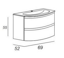 Тумба под раковину Cezares 69x55 Grigio lucido Vague 54854