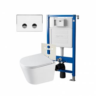 Комплект унитаза с инсталляцией Point Элемент PN48327WC с сиденьем Микролифт