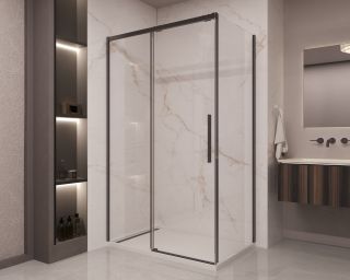 Душевой уголок Vincea Stella VSR-1ST9011CLB, 1100*900, черный, стекло прозрачное