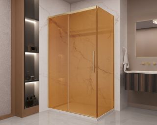 Душевой уголок Vincea Stella VSR-1ST9012GSG, 1200*900, брашированное золото, стекло янтарь