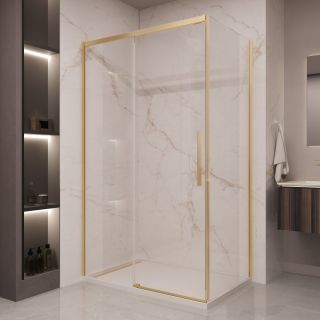 Душевой уголок Vincea Stella VSR-1ST9014CLG, 1400*900, брашированное золото, стекло прозрачное