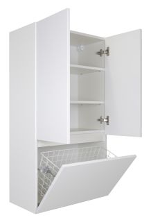 Подвесной шкаф над стиральной машиной Misty Амур с бельевой корзиной 60см белый