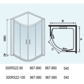 Душевой уголок WeltWasser СЕРИЯ WW300 Арт. 300RS22-90 Размер 900х900х1850