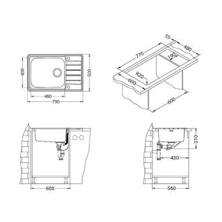 Кухонная мойка Alveus 1122463 Praktik 120 Sat-90 79x50