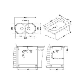 Кухонная мойка Alveus 1060039 Form 50 Lei-90 82.2x43.7
