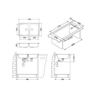 Кухонная мойка Alveus 1065687 Line 90 Nat-60 79x50