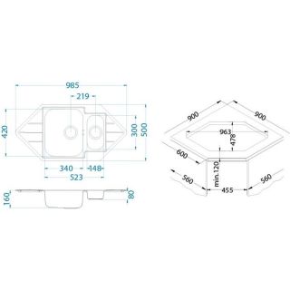Кухонная мойка Alveus 1085940 Line 40 Lei-90 98.5x50