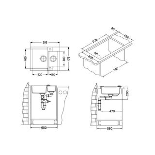 Кухонная мойка Alveus 1090959 Rock 80 Granital Beige-G55 59.5x47.5