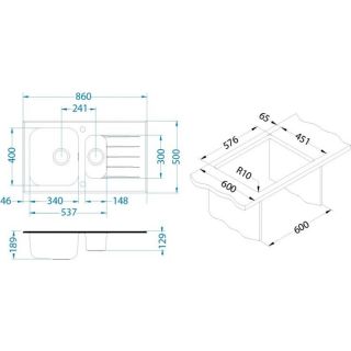 Кухонная мойка Alveus 1100016 Glassix 20 белая 86x50