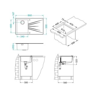 Кухонная мойка Alveus 1103657 Karat 10 черная 86x50 правая
