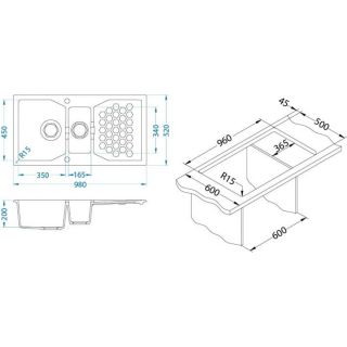 Кухонная мойка Alveus 1108025 Sensual 70 Granital+ Steel-G04M 98x52