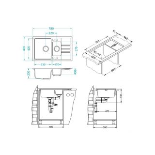 Кухонная мойка Alveus 1117055 Intermezzo 70 Granital Carbon-G91 78x48