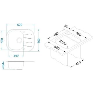 Кухонная мойка Alveus 1123811 Wave 10 черная 62x50