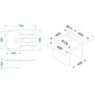 Кухонная мойка Alveus 1123813 Wave Up 20 белая 76x50