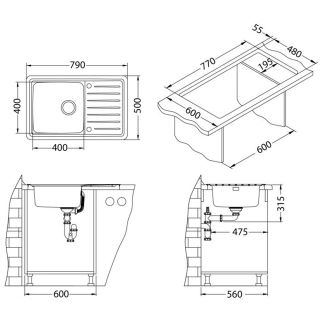 Кухонная мойка Alveus 1128553 Galeo 20 Sat-90 FI 79x50