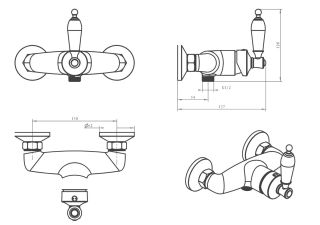 Смеситель для душа Boheme Vogue  с черным SW_Комплект бронза