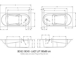 Акриловая ванна Riho Lazy Plug and Play B082005005 R 180х80см белый