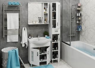 Шкаф-зеркало с подсветкой Onika Кристалл 206706 правый 67см белый