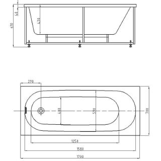 Акриловая ванна Aquatek Оберон OBR170-0000026 170х70 см с фронтальным экраном сборно-разборный сварной каркас
