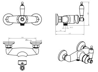 Смеситель для душа Boheme Vogue хром с черным SW_Комплект хром