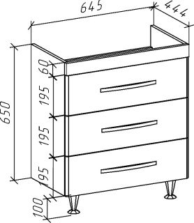 Тумба под раковину Bellezza Рокко 70см белый 00000010160