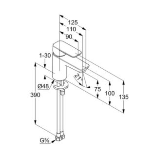 Смеситель для раковины Kludi Pure&Style 403893975 чёрный матовый