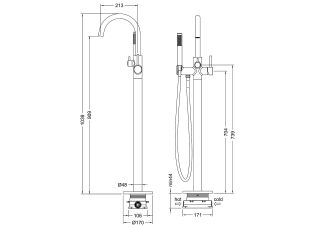 Напольный смеситель для ванны Timo Saona чёрный 2310/03Y-CR