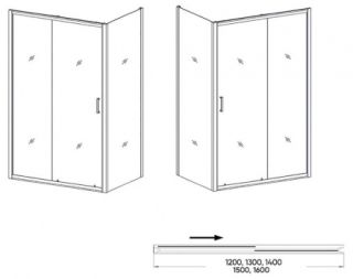 Душевой уголок Orange E23-15090TCR без поддона 150х90, стекло прозрачное