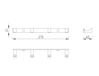 Крючок четверной Omnires Uni хром UN10140/KCR