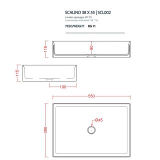 Раковина ArtCeram Scalino SCL002 41 00 matera *0 matera 55 см