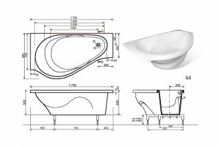 Ванна из литьевого мрамора Эстет Грация ФР-00000629 Л 170x94см белый