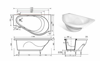 Ванна из литьевого мрамора Эстет Грация ФР-00000633 П 170x94см белый